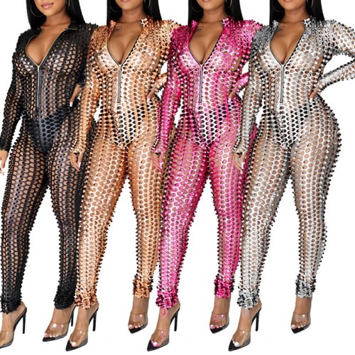 Women Sexy Long Sleeve Hollow Out Bodysuits Bodysuit Outfit Outfits A662839