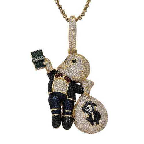 Hip Hop Boy Money Bag Pendants Wih Chains Necklaces BESDZ025465