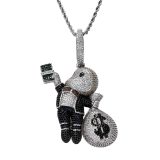 Hip Hop Boy Money Bag Pendants Wih Chains Necklaces BESDZ025465