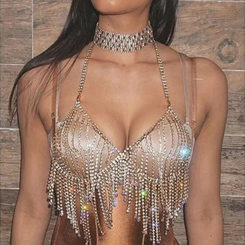 Women Body Chain Jewelry Bikini Tassel Beach Chest Chains