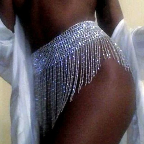 Bling High Waist Crystal Women Rhinestone Diamond Hip Tassel Skirts ZJ021021