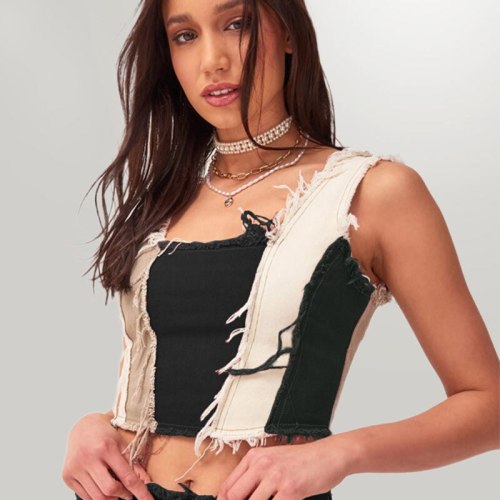 Women's Tube Sexy Brown Crop Sleeveless Tops  LY00617