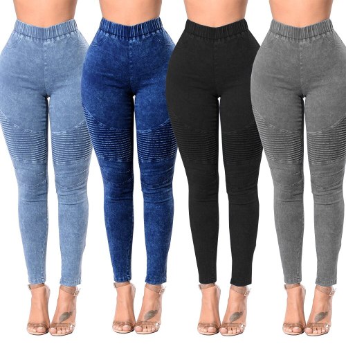 Women High Waist Hip Jeans Full Length Tight Pencil Pants 249510