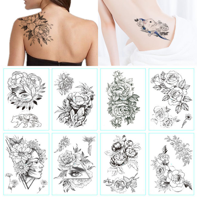 Women Body Art Flower Tattoo Stickers TH