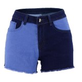 Summer Mid Waist Wide Leg Contrast Women's Jeans Short Shorts 904152