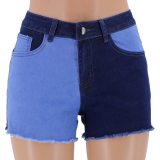 Summer Mid Waist Wide Leg Contrast Women's Jeans Short Shorts 904152