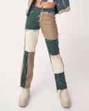 Fashion Khaki Patchwork Jeans Jacket Coat Coats LY0071829