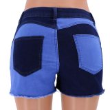 Summer Mid Waist Wide Leg Contrast Women's Jeans Short Shorts 904152