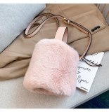 Vintage Women Bucket Bag Handbag Faux Fur Winter Bags 335-180617
