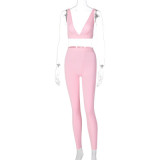 Sexy V-Neck Yoga Suits Jogging Suits Tracksuits Tracksuit Outfits S093265 BL042