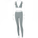 Sexy V-Neck Yoga Suits Jogging Suits Tracksuits Tracksuit Outfits S093265 BL042