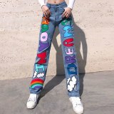 New Letters Printed Jeans Pant Pants XY76134W01I