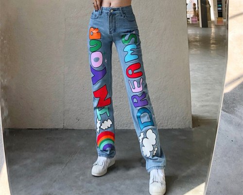 New Letters Printed Jeans Pant Pants XY76134W01I