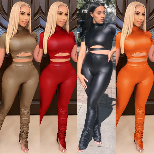 Sexy Tight Leather Stacked Bodysuits Bodysuit Outfit Outfits C376374
