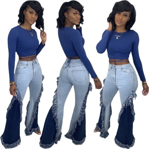 Women Flare Jeans Full Length Denim Flare Pants A325263