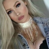 Sexy Rhinestone Crystal Women Party Long Chain Necklaces LLa