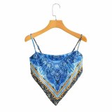 Green Print Strap Women Beach Tops 607 60819