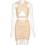 Women Spring Summer Hollow Out Sleeveless Slim Dresses K20S1007384