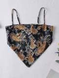 Green Print Strap Women Beach Tops 607 60819