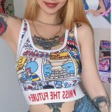 Women's High-Waist Webbing Sports Sexy Crop Tops T173806576
