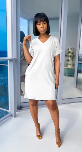 Women V Neck Daily Work Dresses LT211526