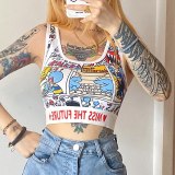Women's High-Waist Webbing Sports Sexy Crop Tops T173806576