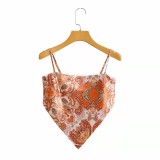 Green Print Strap Women Beach Tops 607 60819