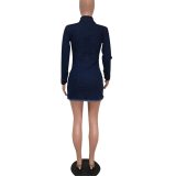 Sexy Frayed Hole Single Breasted Pockets Denim Dresses F814556