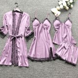 Women's Pajamas Four-piece Lace Comfortable Soft Skill Pajamas Sets 490101