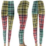 Women Fashion Plaid Pencil Pants K0819