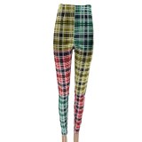 Women Fashion Plaid Pencil Pants K0819
