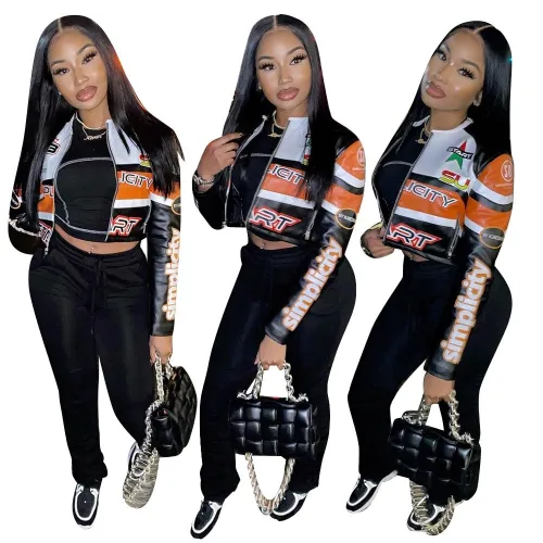 Letter Print Women Coats L906071