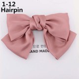 Girls Candy Color Satin Silk Bow Tie Hairband Hairpins 35869