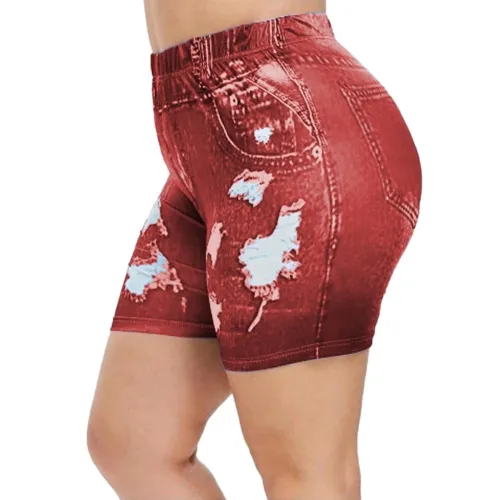 Women High Waist Belted Denim Shorts F2R069710