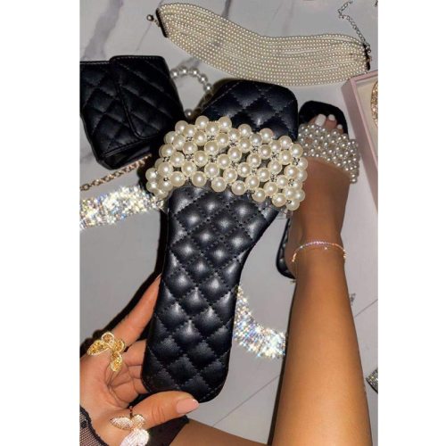 Summer Handmade Sandals Fashion Open Toe Slippers Pearl Slides 6568SC1012334