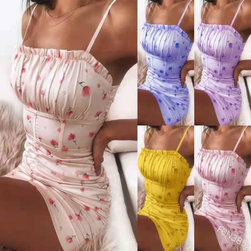 Summer Strapless Sexy Print Backless A-Line Dresses F6N38596