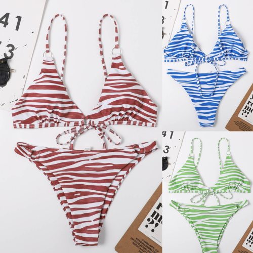 Summer Stripe Printed Bikini Swimsuits wm2102435