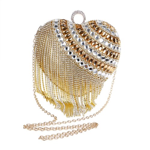 Rhinestone Tassel Evening Clutch Women Heart Diamond Handbags YM116071