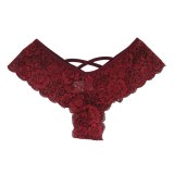 Sexy Women's Lace Up Seamless Flower Low Waist Underwear AJ16273