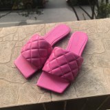 Fashion Weave Slippers Women Square Toe Slides