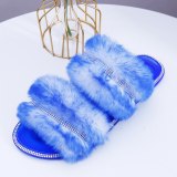 Women's Summer Fake Fox Fur Slippers Slides 202839