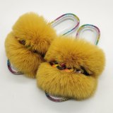 New Chain Jelly Slippers Women Summer Fur Slides 210819