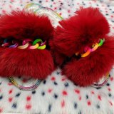 New Chain Jelly Slippers Women Summer Fur Slides 210819