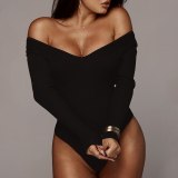 Sexy Women Black V Neck Summer Bodysuits Bodysuit Outfit Outfits LTY1000213