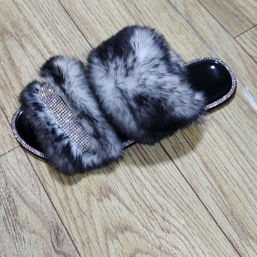 Women's Summer Fake Fox Fur Slippers Slides 202839