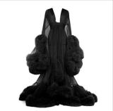 Women Bridal Robe Perspective Sexy Lave Feather Dresses