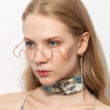 New Stylish Ripple Half Frame Women Diamond Sunglasses s205667