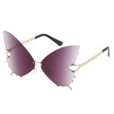 Women Rimless Oversized Butterfly Sunglasses s203344