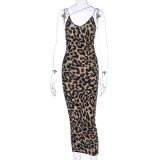 Women's Leopard Sleeveless V-neck Dresses D9C163243A