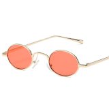 Women Unisex Metal Frame Retro Small Oval Sunglasses s800314